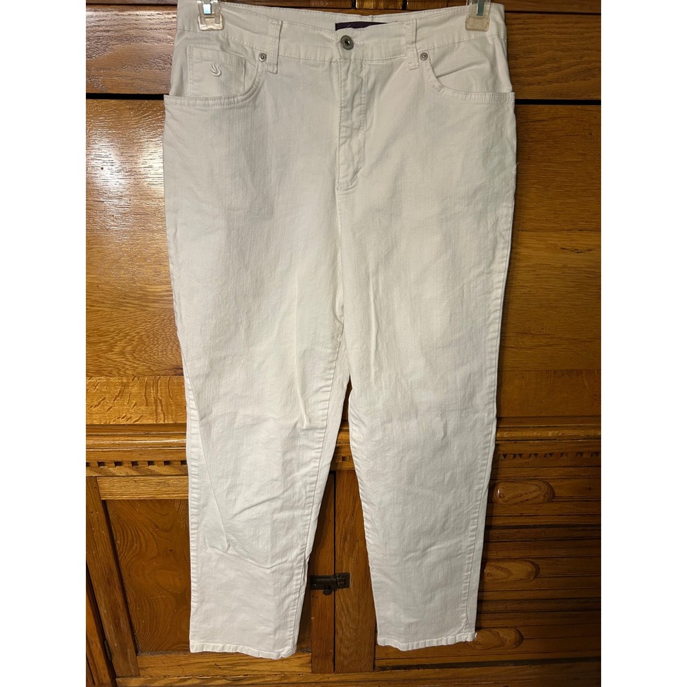 Gloria Vanderbilt Amanda Preppy Coastal Chic White High Rise Straight Leg Jeans